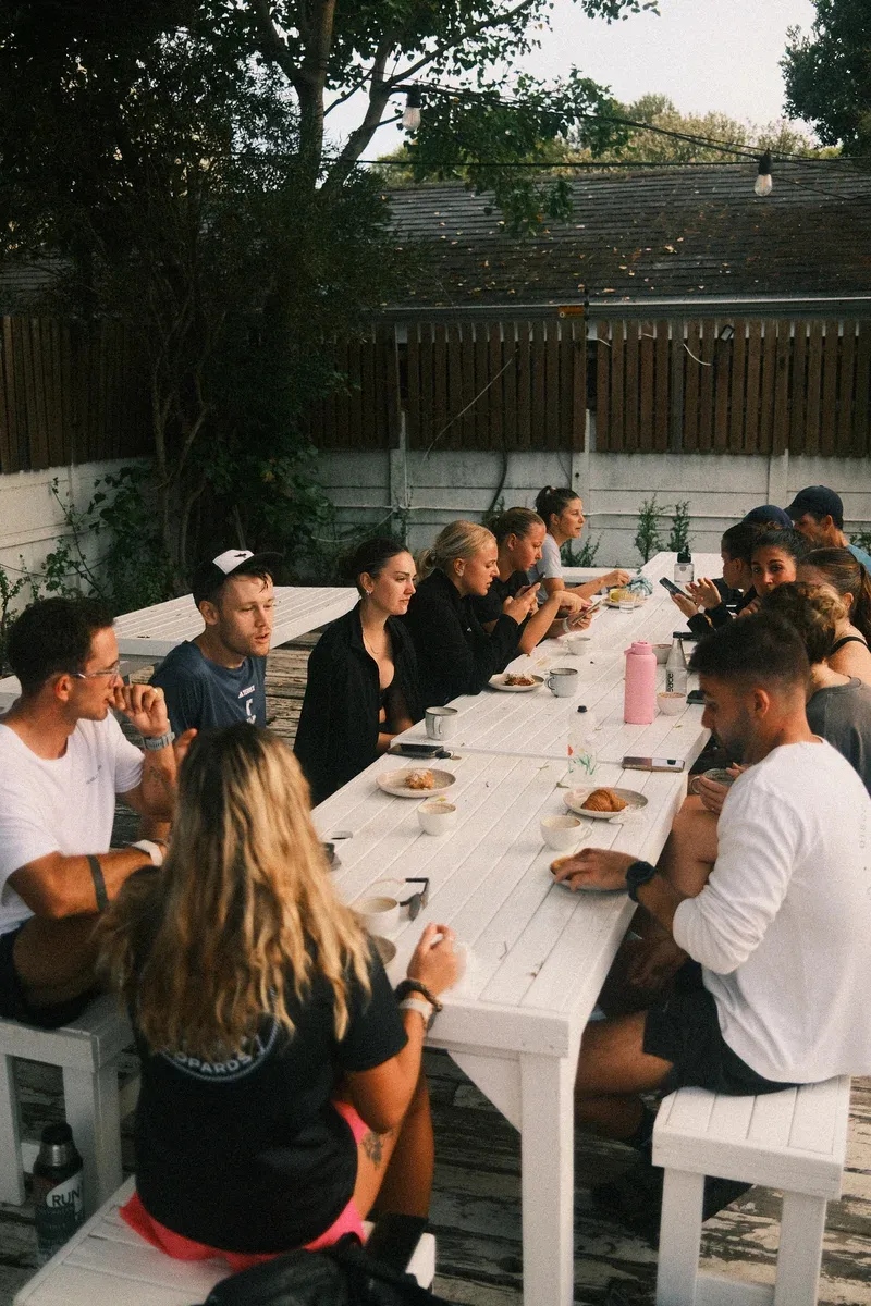 group socialising after the run